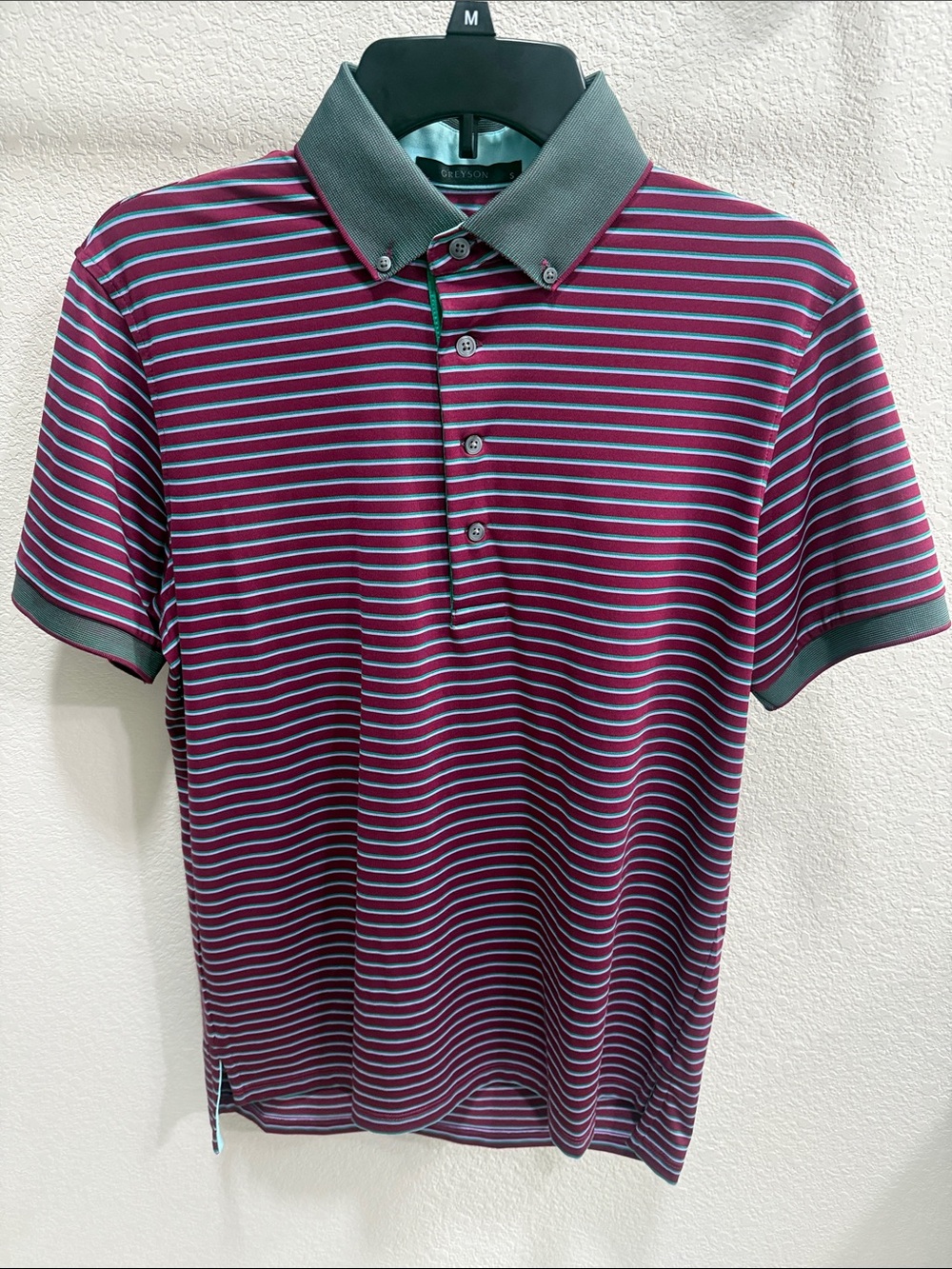 Greyson Striped Polo Shirt - Maroon & Gray